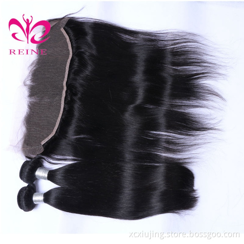 Overnight shipping straight peruvian hair virgin hair bundles with 13*4 frontal  Malaysian Straight Hair